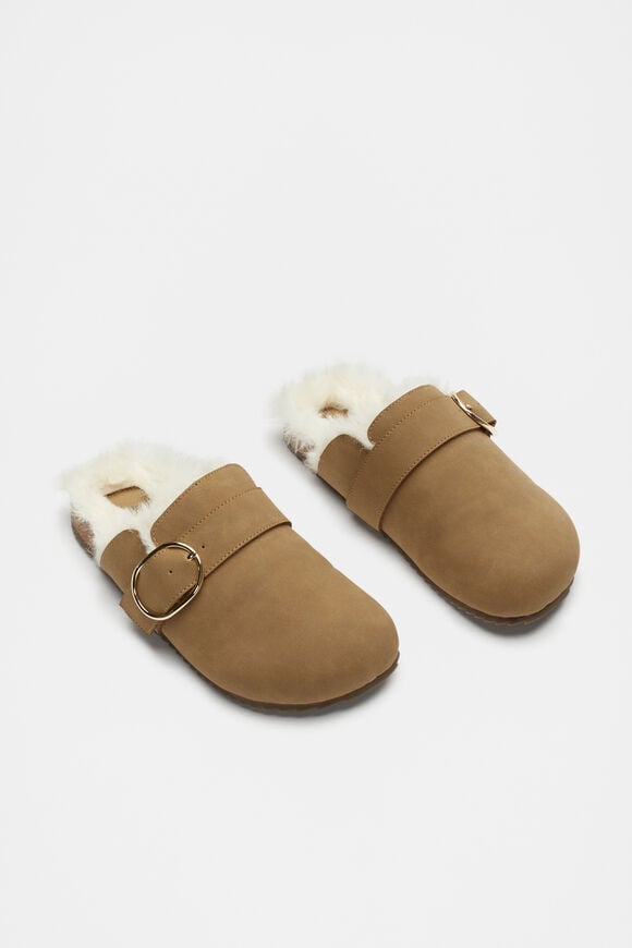 Fur Lined Clog  Tan  hi-res