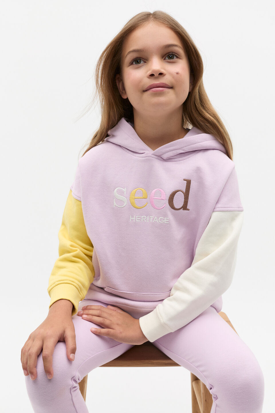Colour Block Logo Hoodie  Soft Lilac