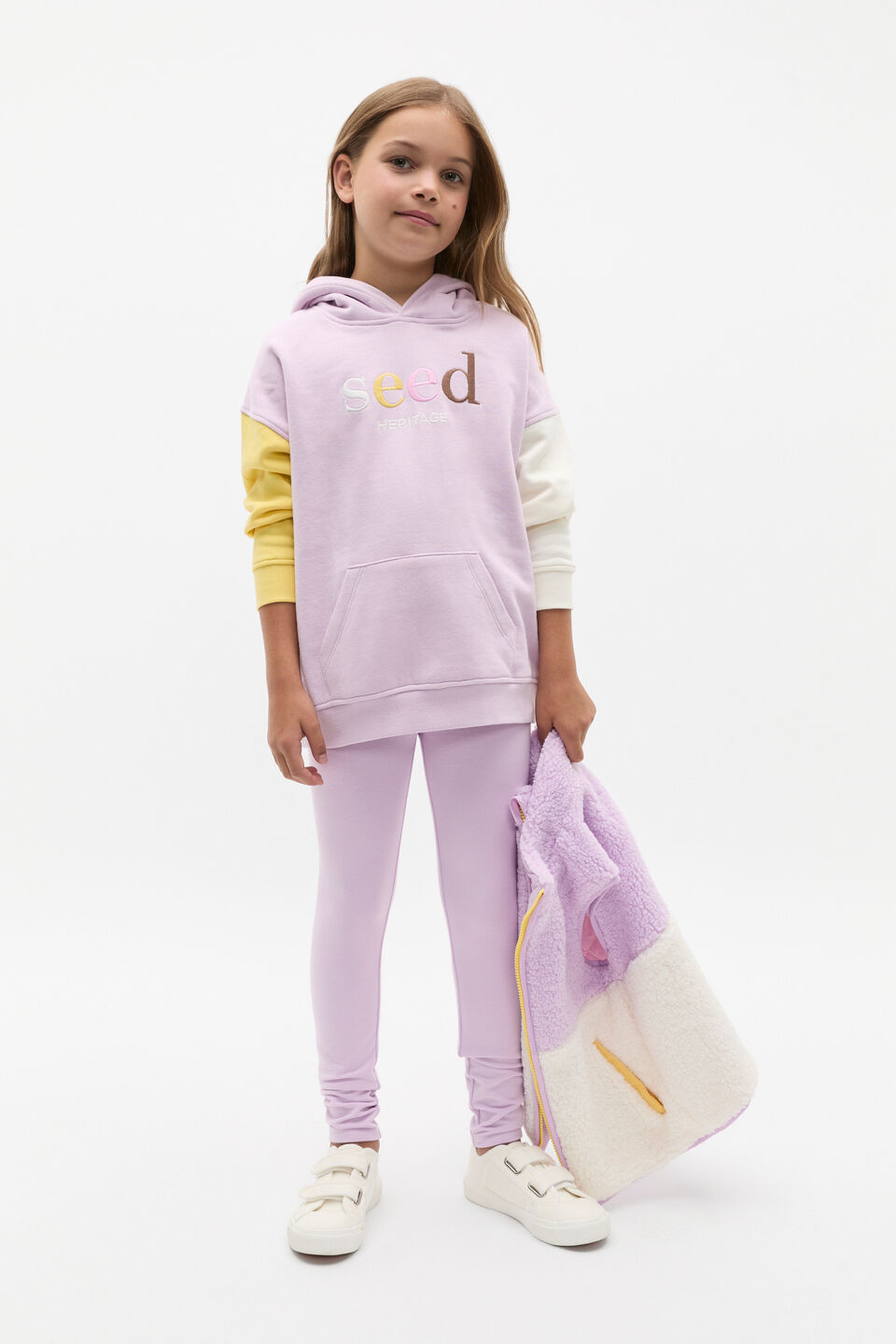 Colour Block Logo Hoodie  Soft Lilac