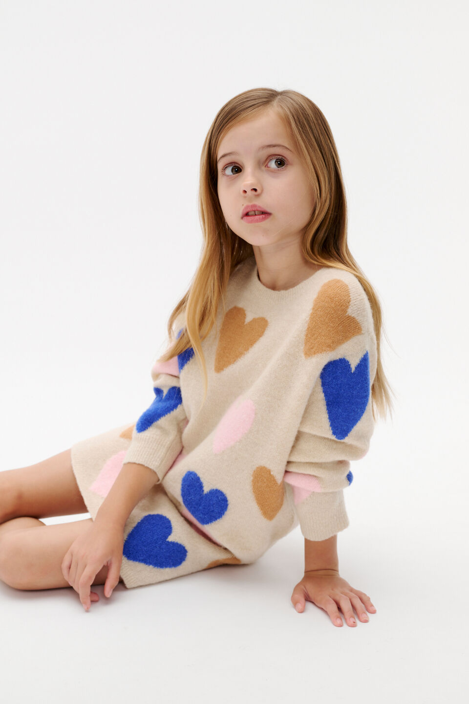 Heart Knit Sweater  Oat Marle