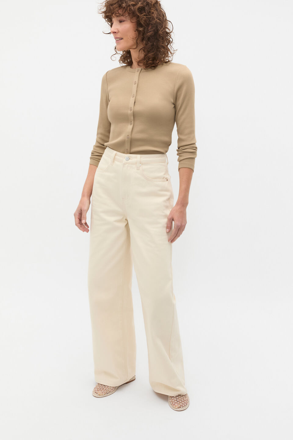 Rib Button Up Cardigan  Rye