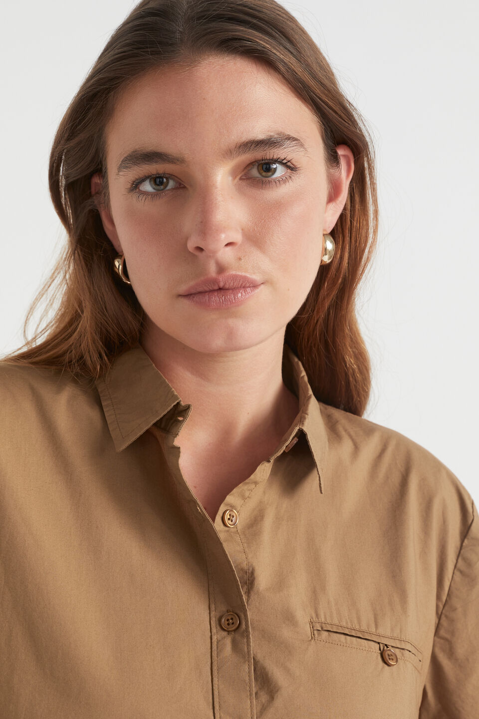 Poplin Crop Shirt  Deep Brass