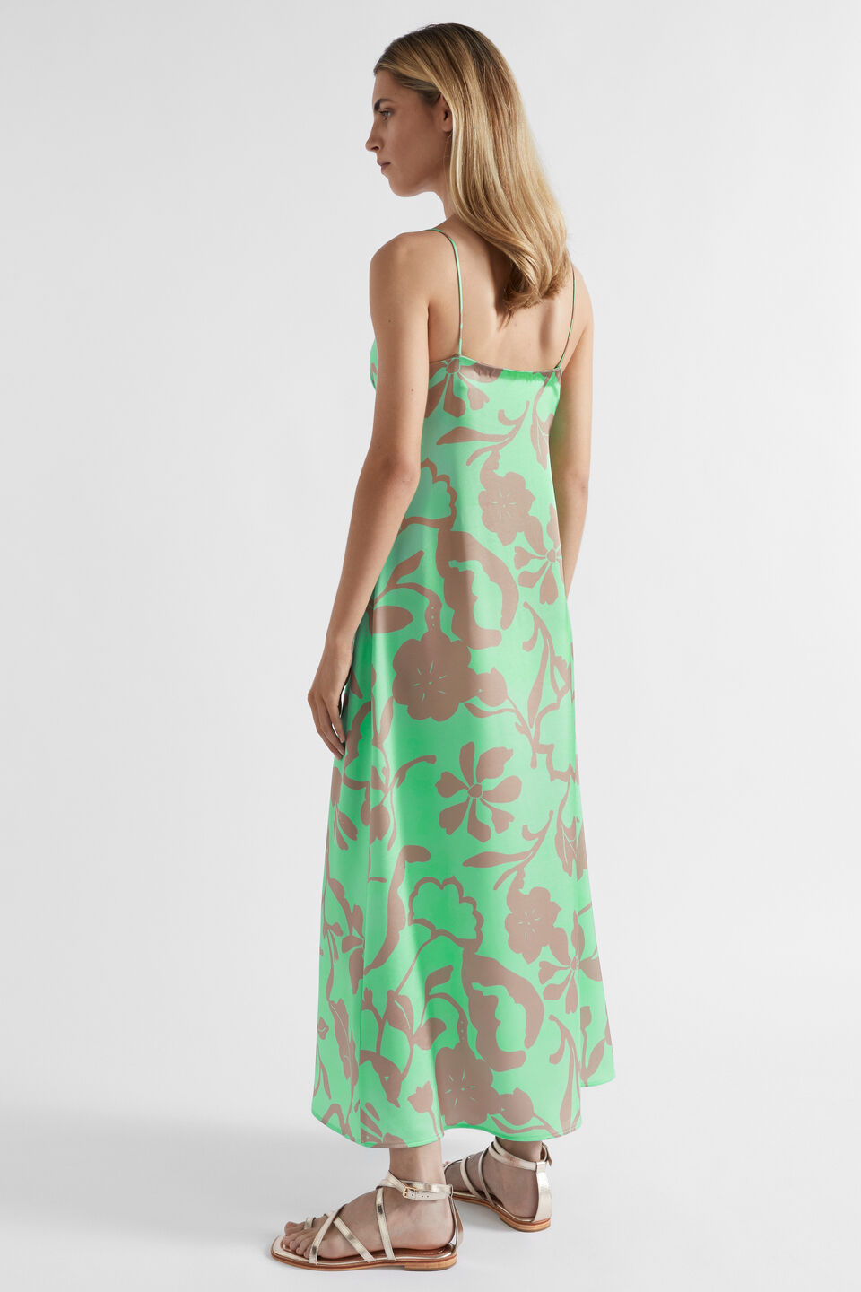 Satin Floral Twist Dress  Key Lime Floral