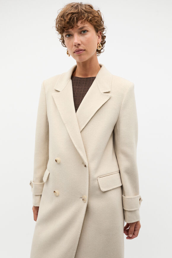 Wool Trench Maxi Coat  Oat Marle  hi-res