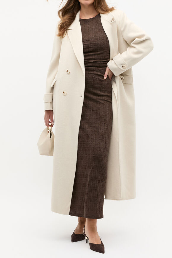 Wool Trench Maxi Coat  Oat Marle  hi-res