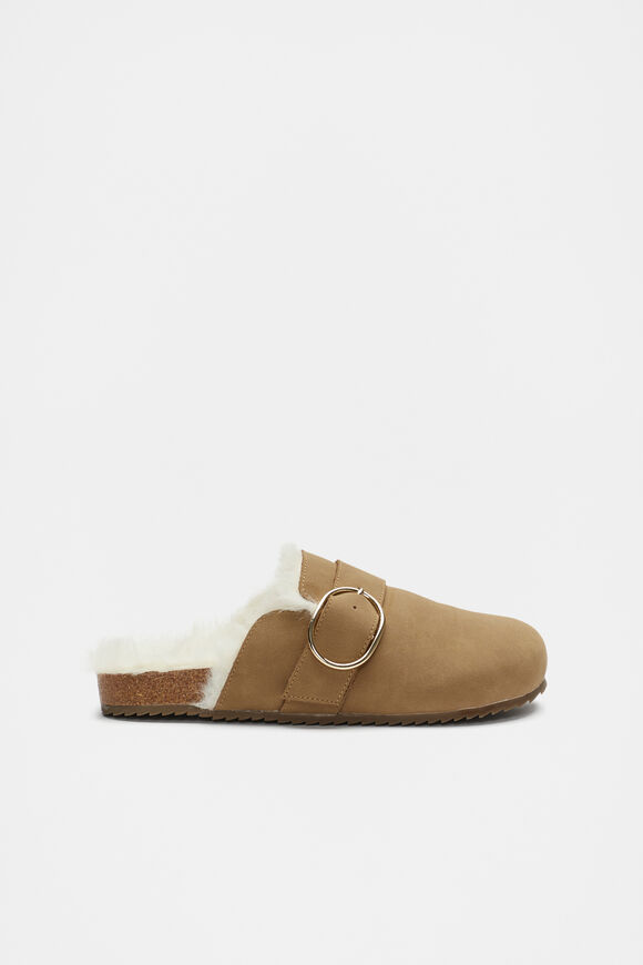 Fur Lined Clog  Tan  hi-res