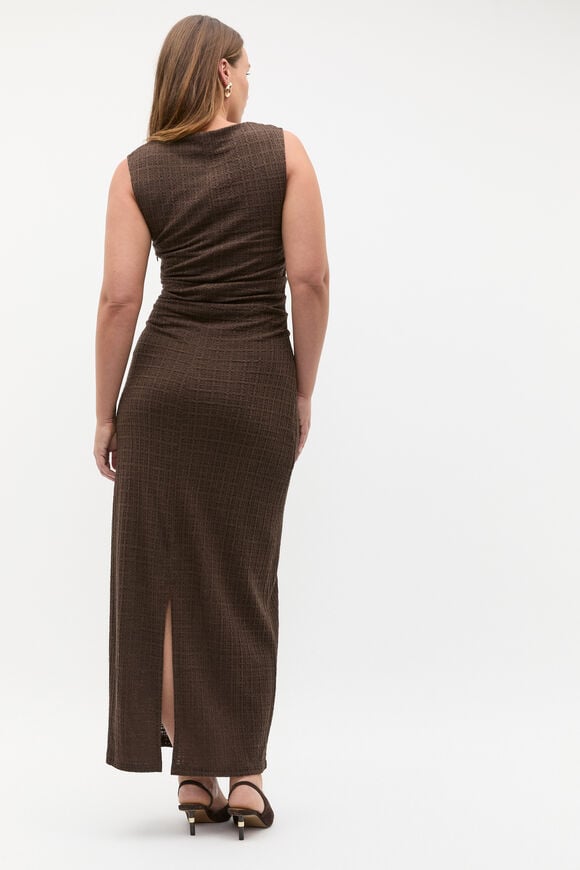 Textured Gathered Maxi Dress  Dark Espresso  hi-res