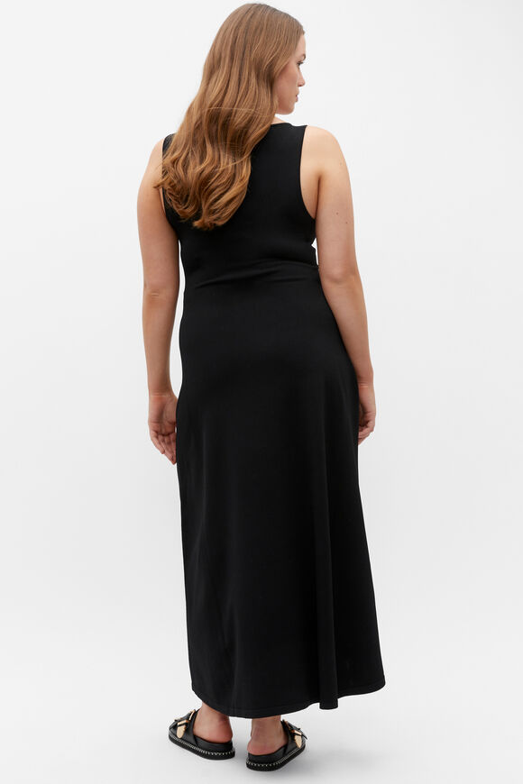 Compact Crepe Knit Flared Dress  Black  hi-res