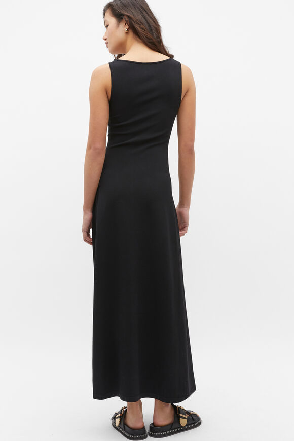 Compact Crepe Knit Flared Dress  Black  hi-res