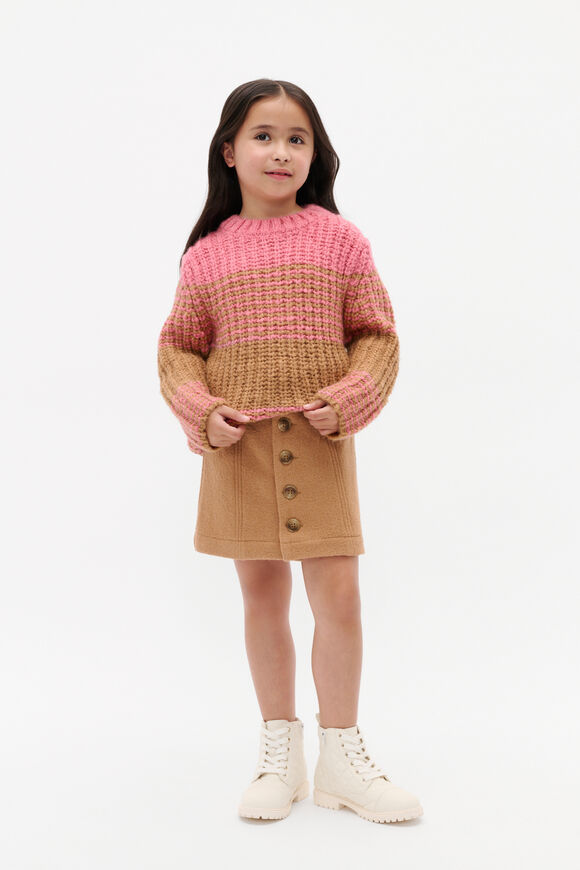 Stripe Knit Sweater  Raspberry  hi-res