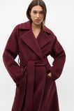Wool Blend Lapel Coat  Plum Red  hi-res