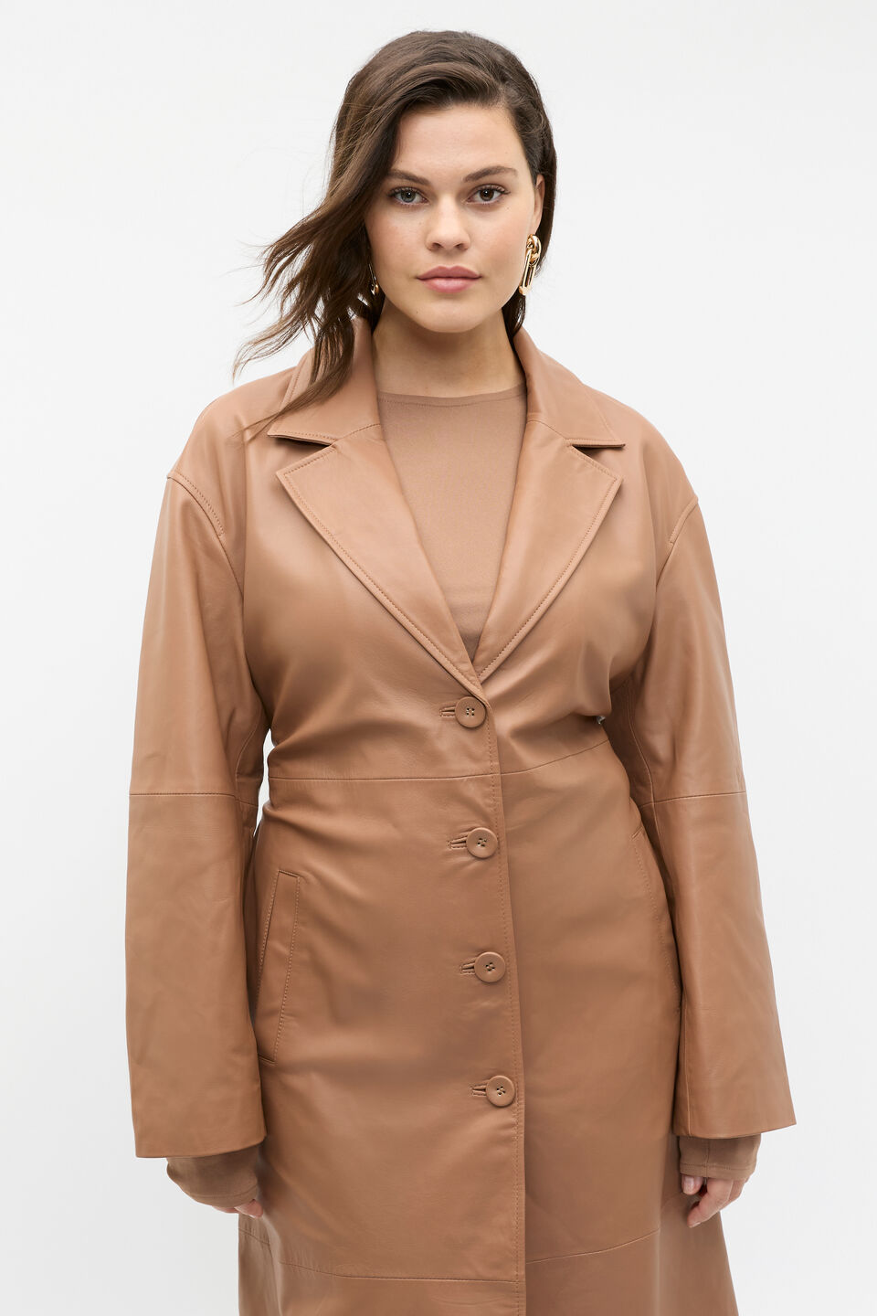 Leather Coat  Amaretto