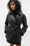 Leather Cropped Trench Coat  Black  hi-res