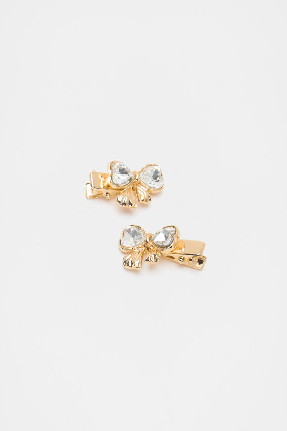 Crystal Bow Duck Clips  Gold  hi-res
