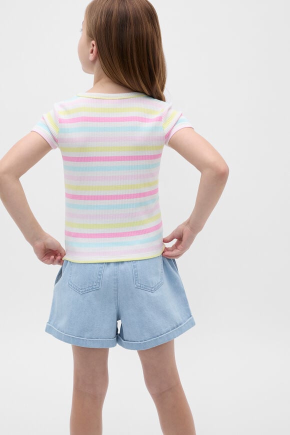 Stripe Logo Rib Tee  Candy Pink  hi-res