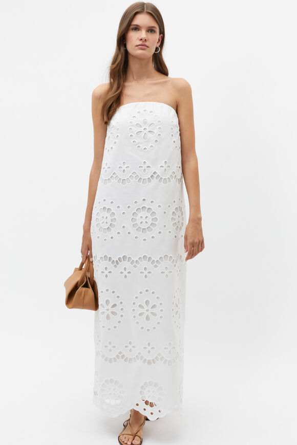 Scallop Broderie Strapless Midi Dress  Whisper White  hi-res