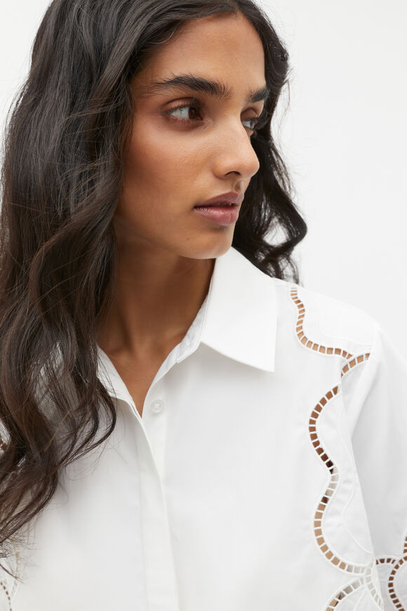 Lace Broderie Shirt  Whisper White  hi-res