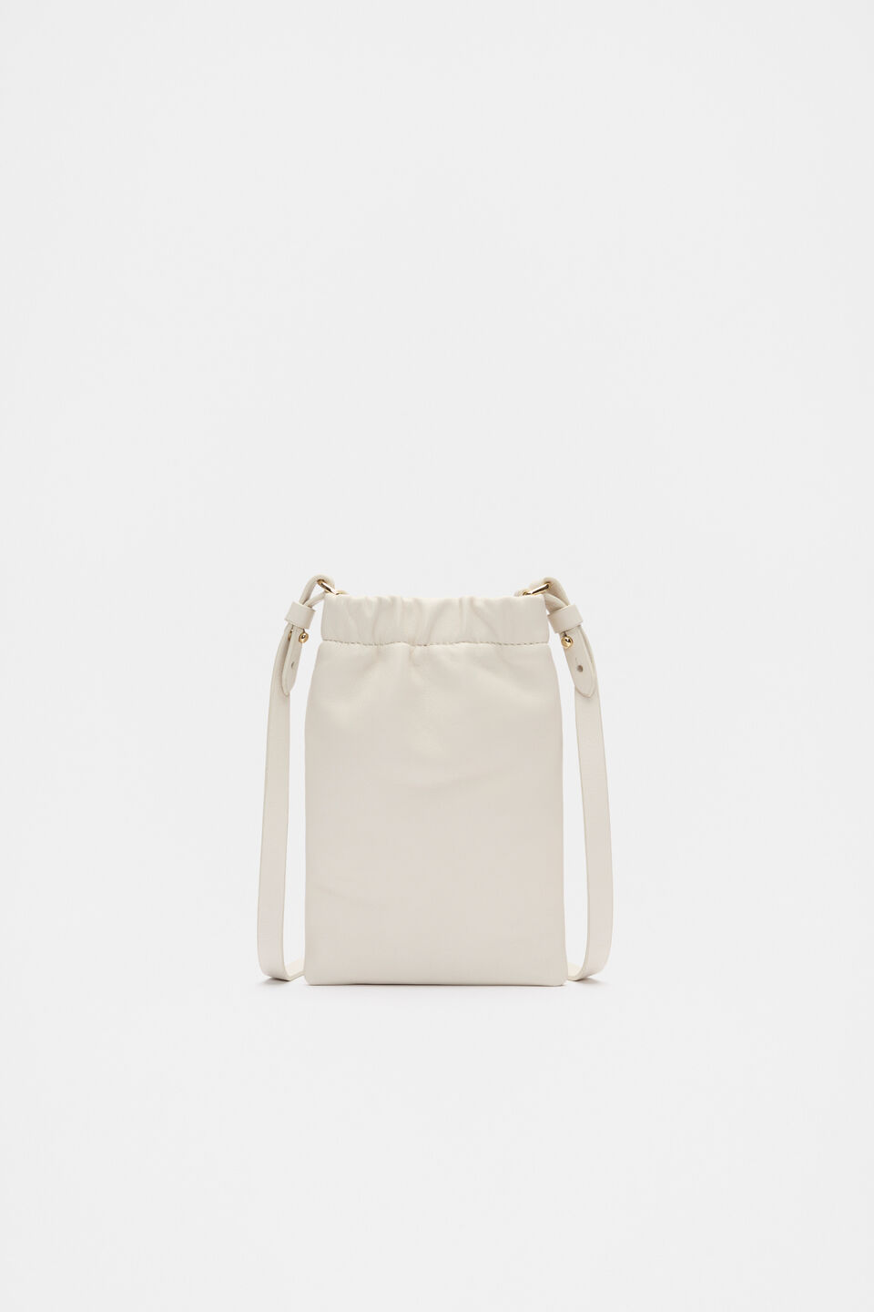 Leather Rouched Crossbody  Cream