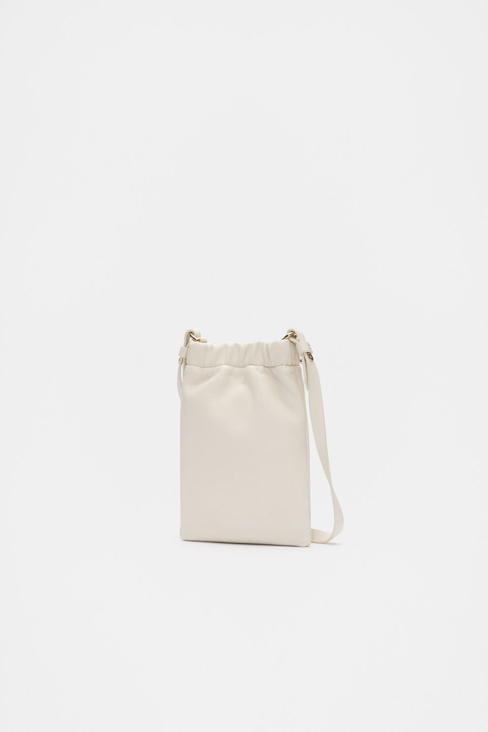 Leather Rouched Crossbody  Cream