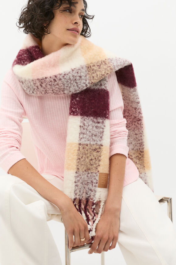 Check Textured Scarf  Rose Petal  hi-res