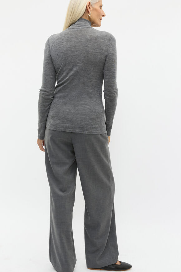 Australian Merino Mock Neck Top  Charcoal Grey Marle  hi-res
