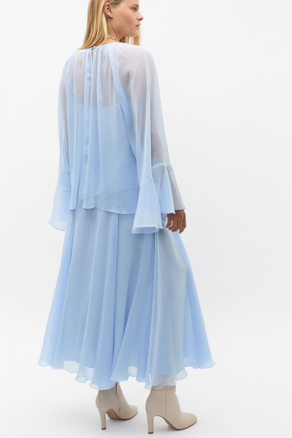 Fluted Sleeve Blouse  Ice Blue