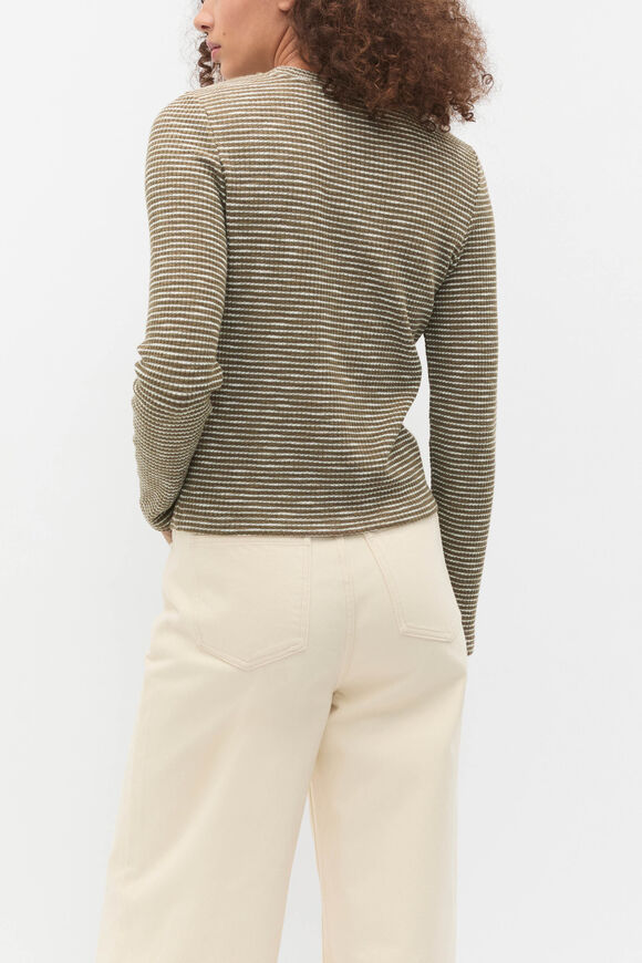 Self Stripe Textured Top  Olive Leaf Stripe  hi-res