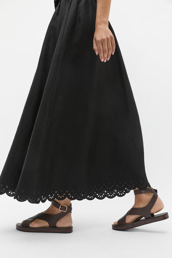 Scallop Broderie Midi Skirt  Black  hi-res