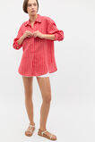 Linen Oversized Shirt  Electric Crimson Stripe  hi-res