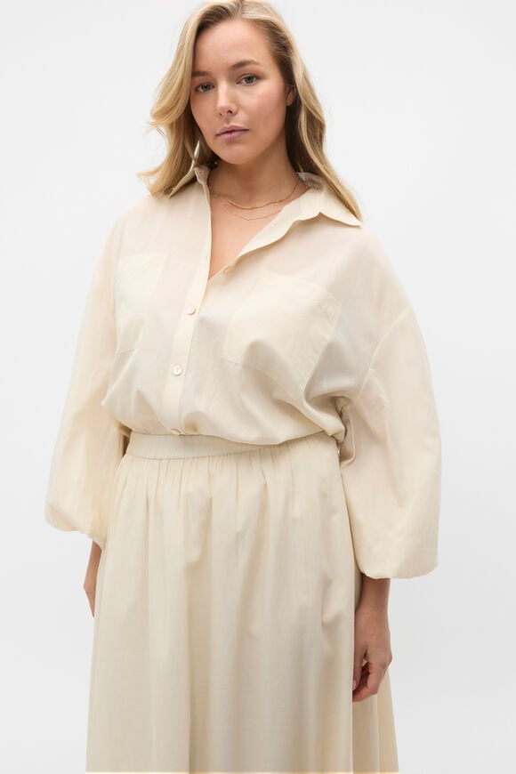 Voile Oversized Blouson Shirt  Tofu  hi-res