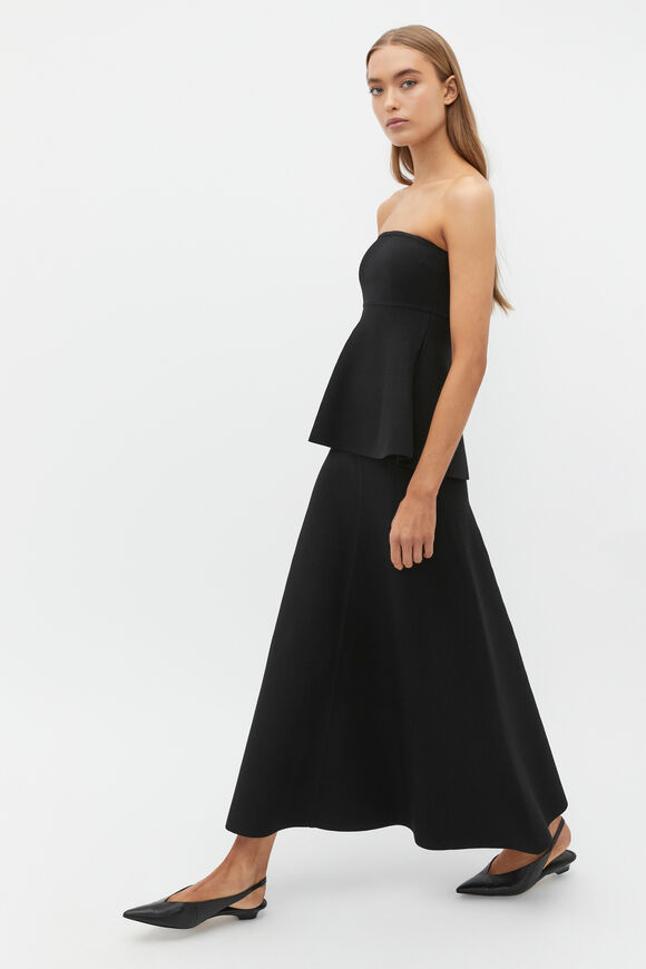 Crepe Knit Swing Skirt  Black  hi-res