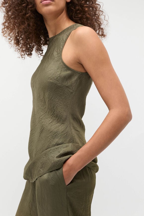 Textured Satin Bias Cut Tank  Olive Leaf  hi-res