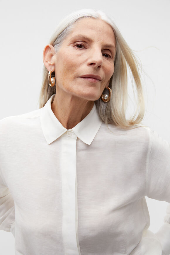 Oversized Semi Sheer Shirt  Cloud Cream  hi-res