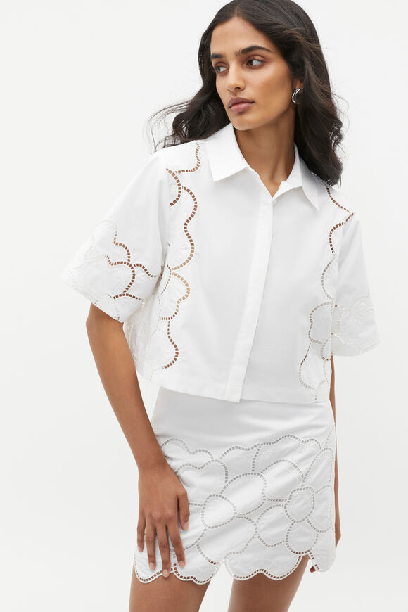 Lace Broderie Shirt  Whisper White  hi-res