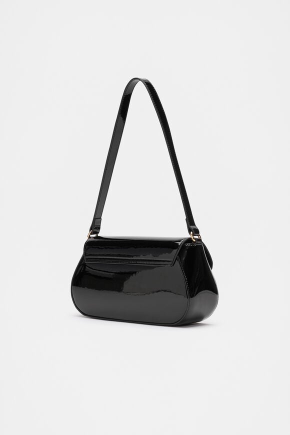 Patent Shoulder Bag  Black  hi-res