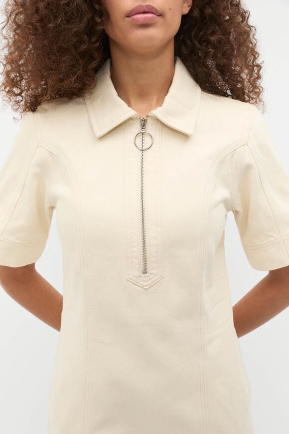Denim Zip Mini Shirt Dress  Tofu  hi-res