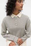 Textured Stripe Polo Sweat  Coconut Cream Stripe  hi-res