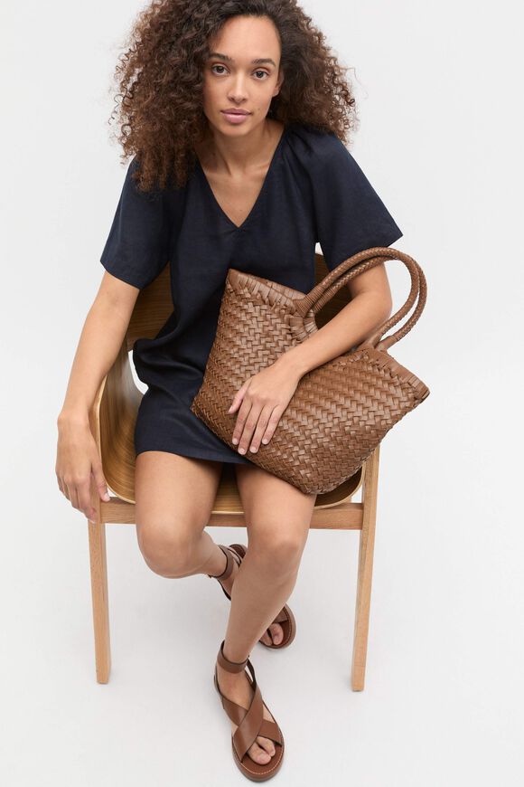 Leather Basket Bag  Deep Tan  hi-res