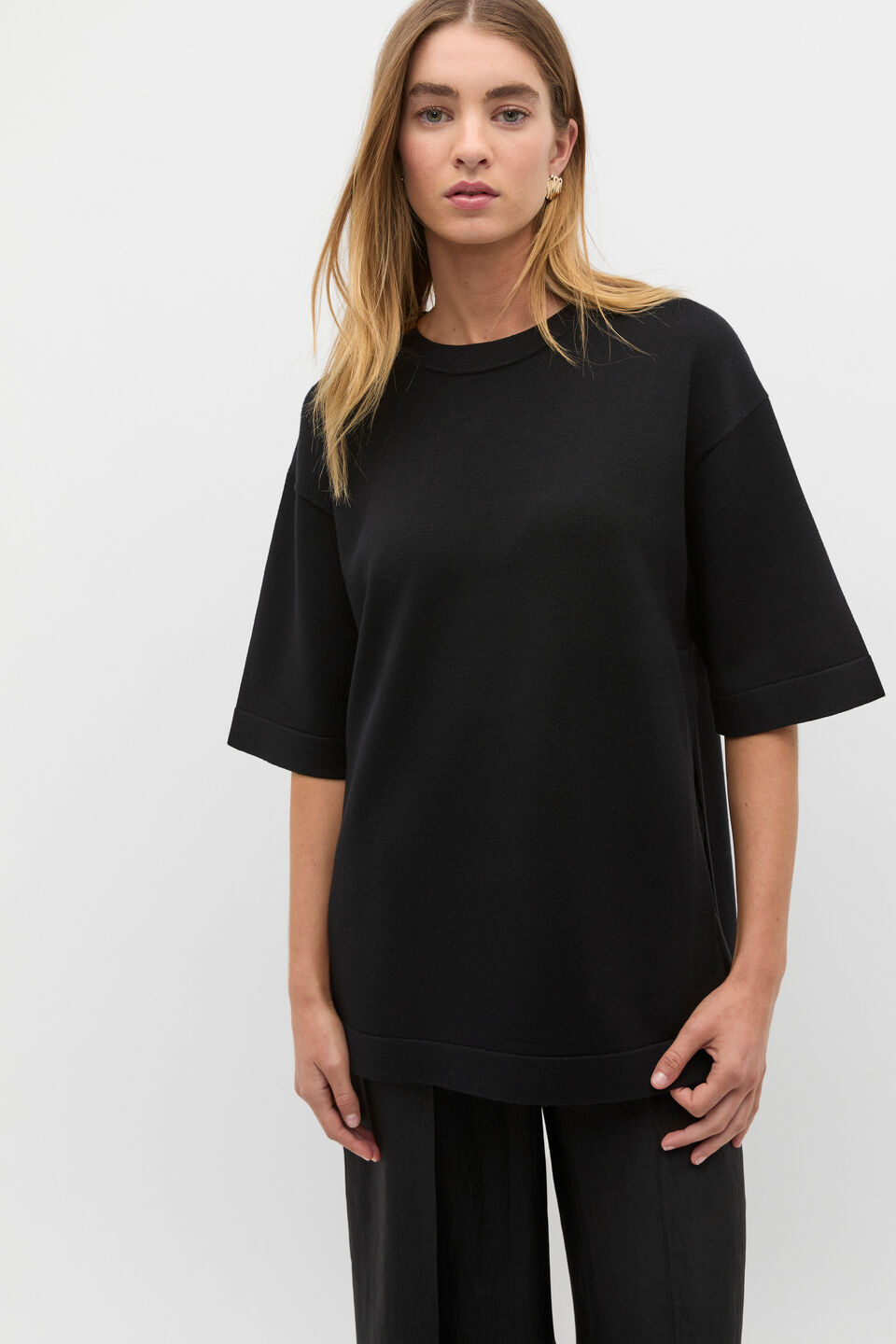 Oversized Side Split Knit  Black