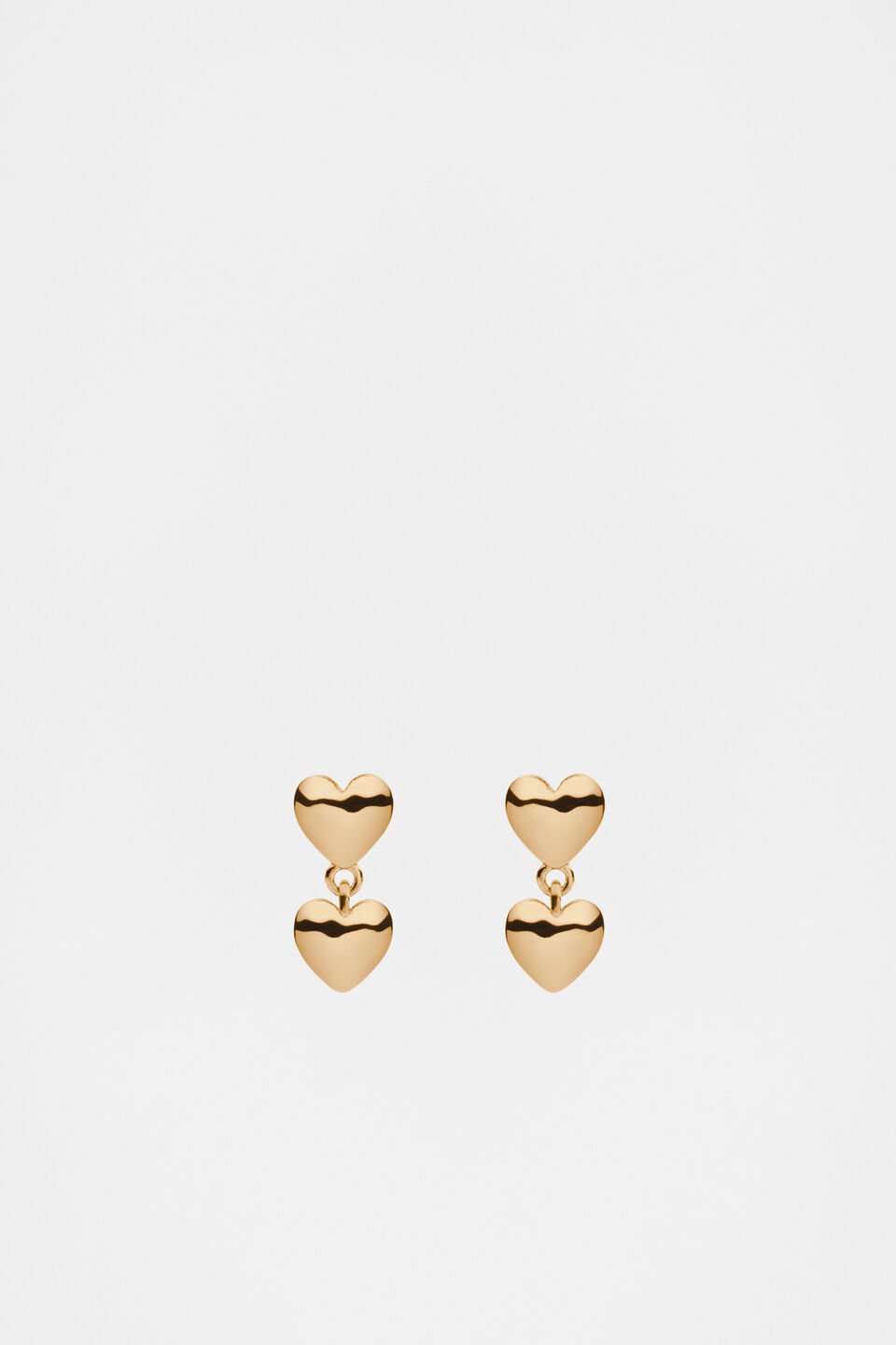Double Heart Drop Earring  Gold