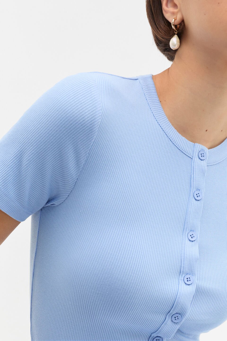 Pearl Drop Hoop Earring  Gold