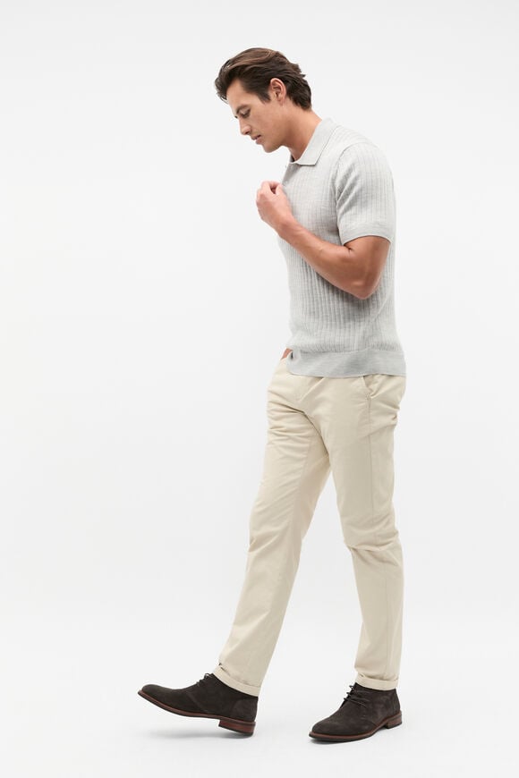 Merino Wool Polo  Silver Marle  hi-res