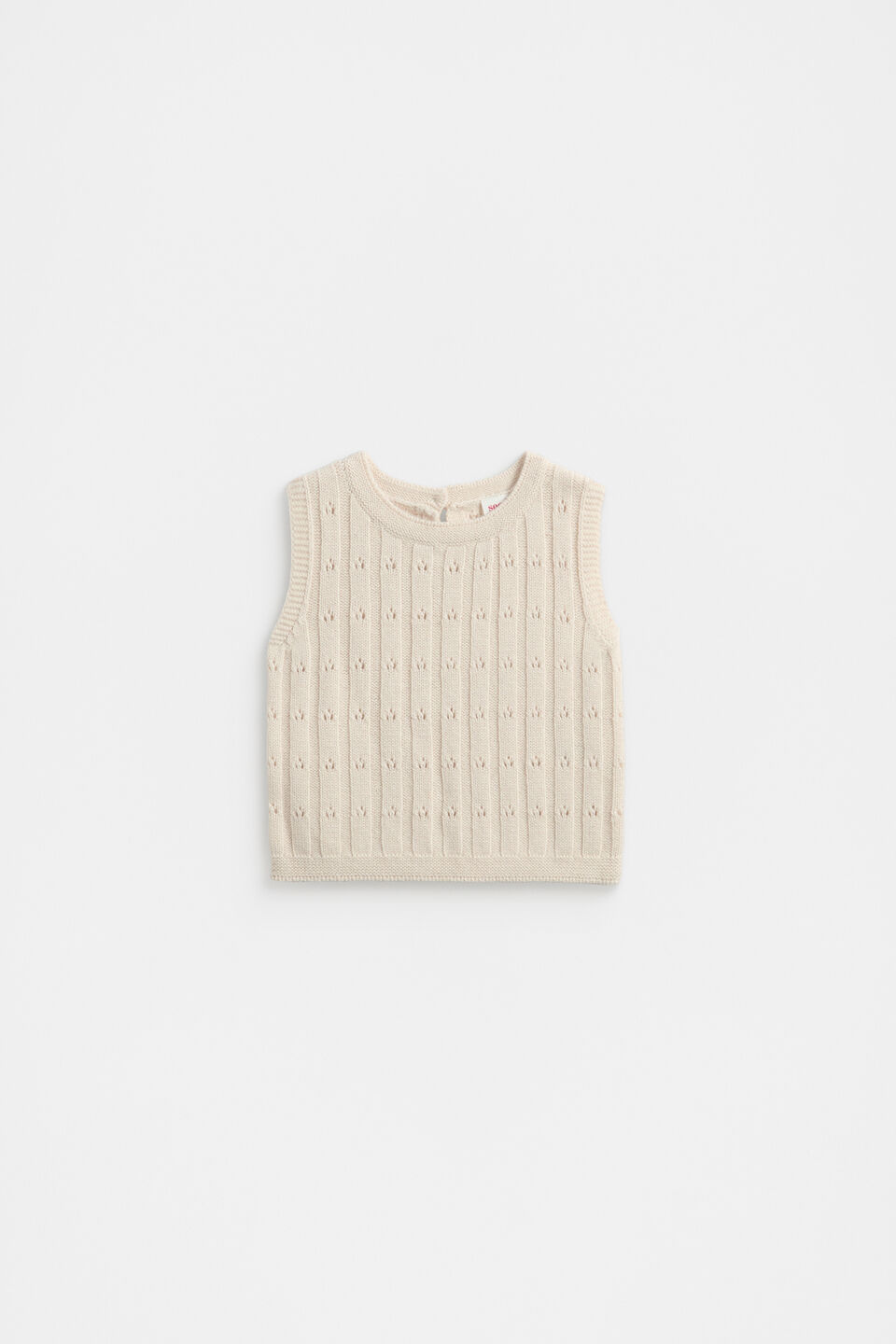 Pointelle Knit Vest  Soft Cream