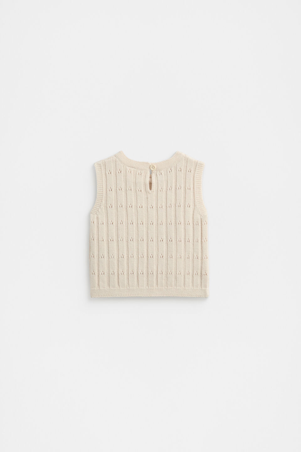 Pointelle Knit Vest  Soft Cream
