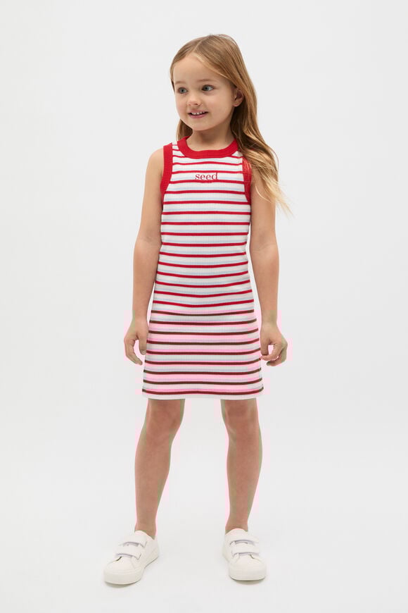 Logo Rib Dress  Chilli Stripe  hi-res
