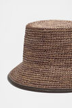 Trim Detail Raffia Bucket Hat  Chocolate  hi-res