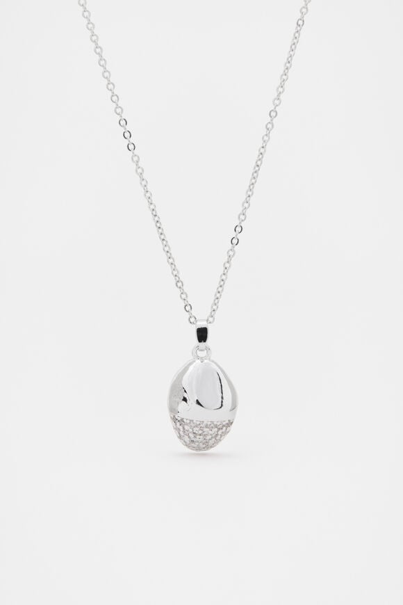Pave Organic Pendant  Silver  hi-res