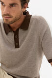 Colourblock Knit Polo  Pale Mocha Marle  hi-res