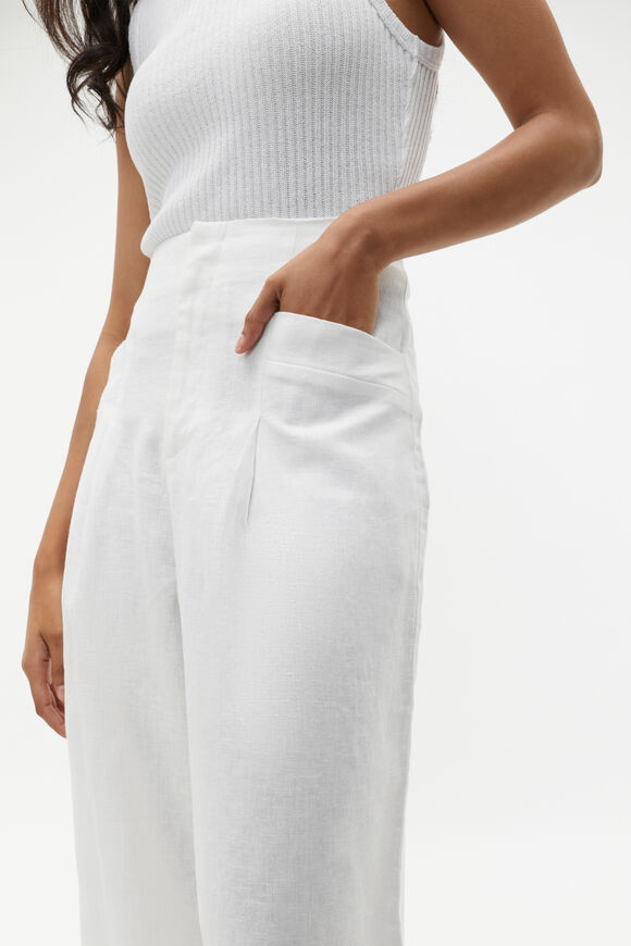 Linen High Rise Pleat Pant  Whisper White  hi-res