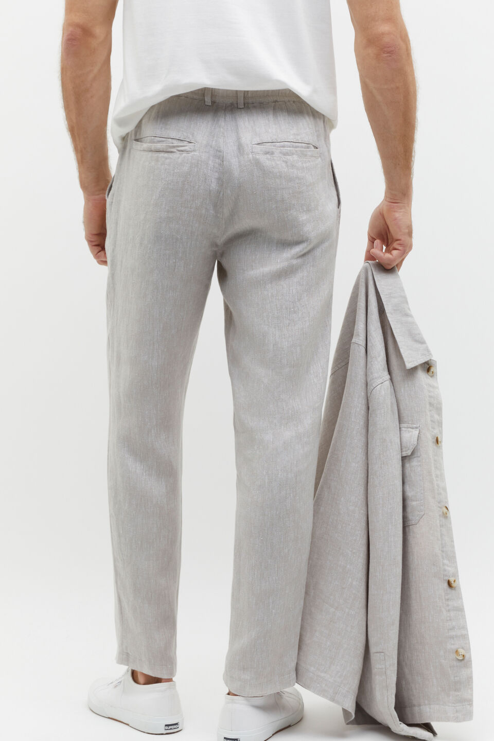Pleat Front Linen Pant  Chalk Crossdye